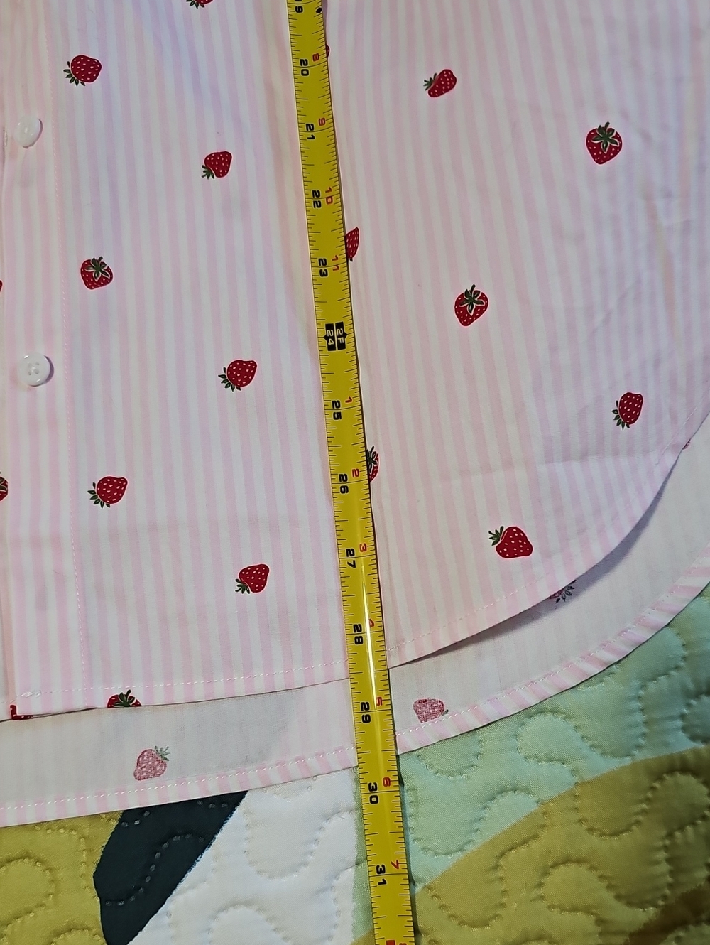 Nine West Pink Stripe Button-Up Shirt with Red Sttawberry Print - Picture 6 of 7